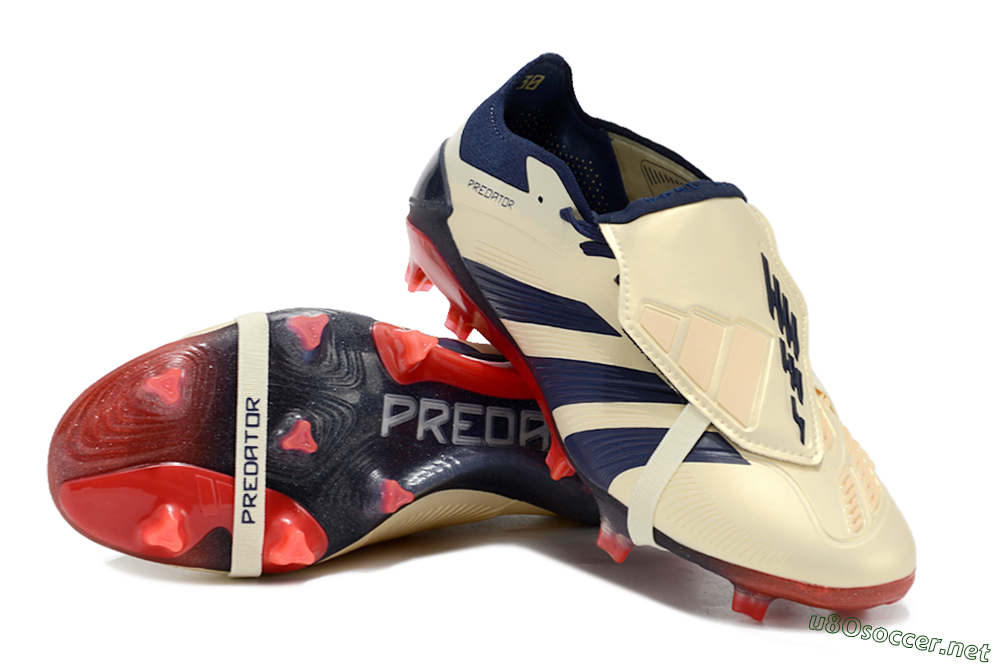 Men's Adidas Predator Elite Foldover Tongue FG Football Boots - Beige/Blue/Black 3