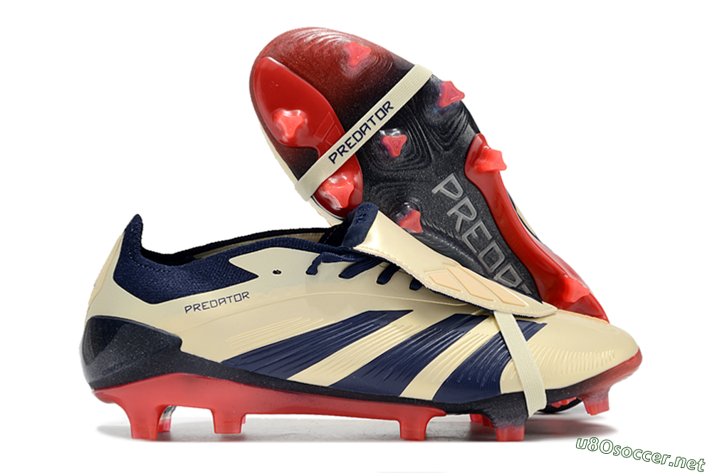 Men's Adidas Predator Elite Foldover Tongue FG Football Boots - Beige/Blue/Black 2