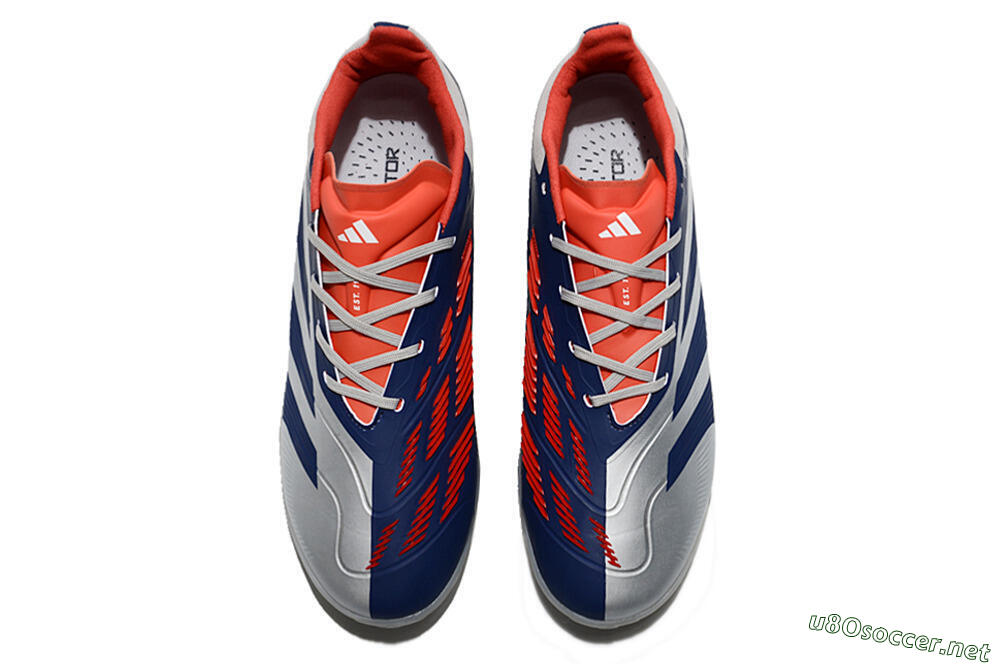 Unisex Adidas Predator 24 Elite TF Football Shoes - Silver/Blue/Red 4