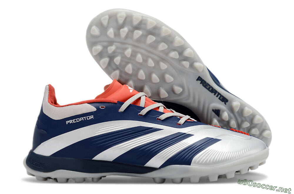 Unisex Adidas Predator 24 Elite TF Football Shoes - Silver/Blue/Red 2