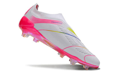 Men's Adidas Predator Accuracy+ Laceless FG Football Boots - White/Pink/Blue/Yellow