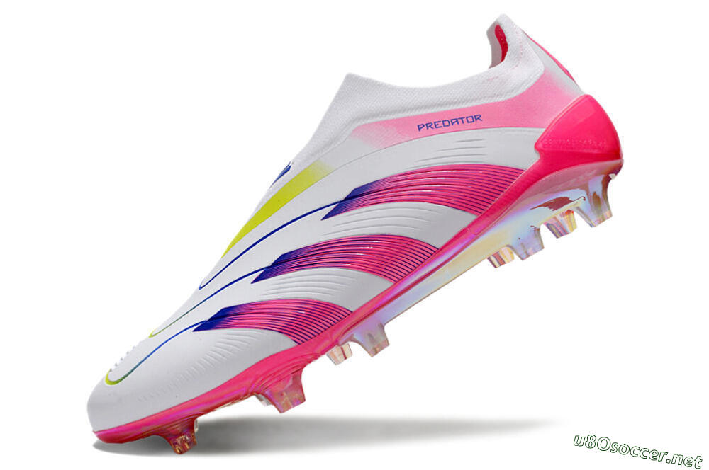 Men's Adidas Predator Accuracy+ Laceless FG Football Boots - White/Pink/Blue/Yellow 5