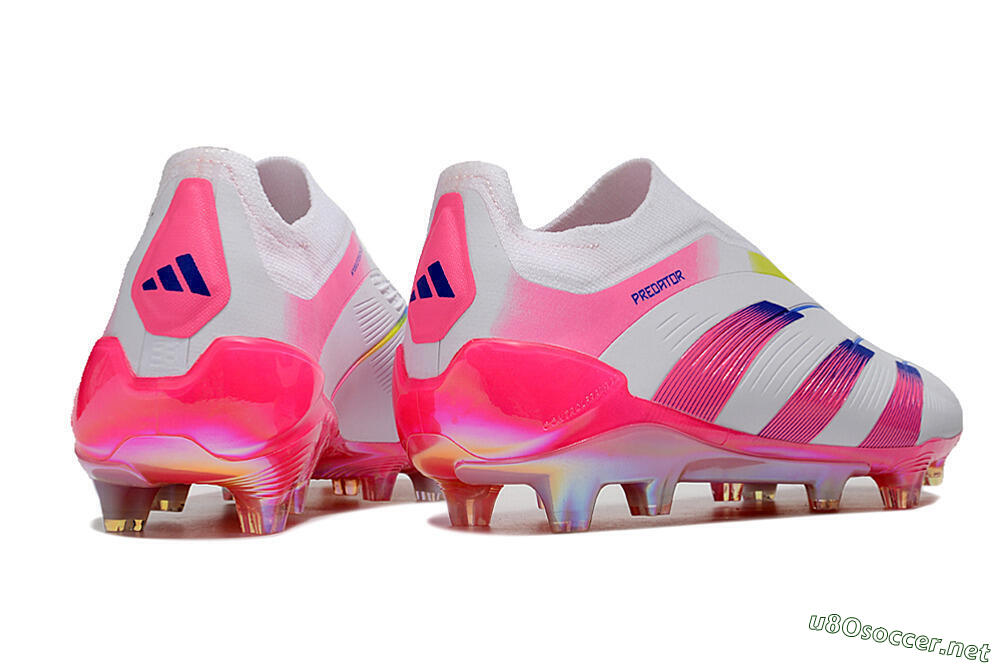 Men's Adidas Predator Accuracy+ Laceless FG Football Boots - White/Pink/Blue/Yellow 6