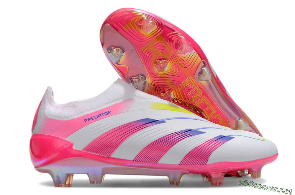 Men's Adidas Predator Accuracy+ Laceless FG Football Boots - White/Pink/Blue/Yellow 2