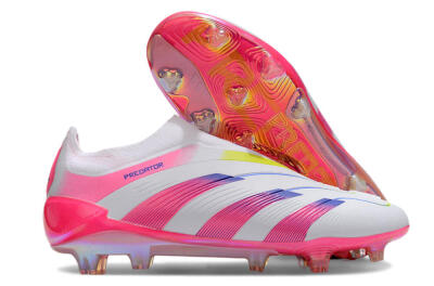 Men's Adidas Predator Accuracy+ Laceless FG Football Boots - White/Pink/Blue/Yellow