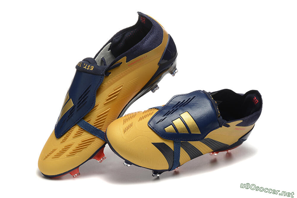 Men's Adidas Predator Elite Foldover Tongue FG Football Boots - Gold/Blue/Red 6