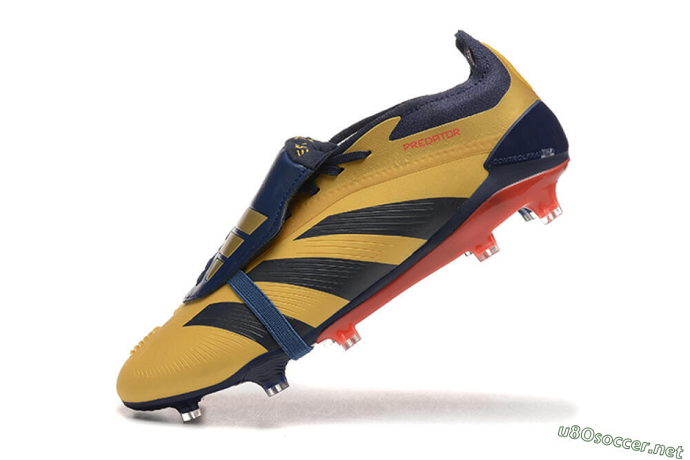Men's Adidas Predator Elite Foldover Tongue FG Football Boots - Gold/Blue/Red 8
