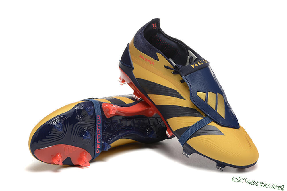 Men's Adidas Predator Elite Foldover Tongue FG Football Boots - Gold/Blue/Red 4