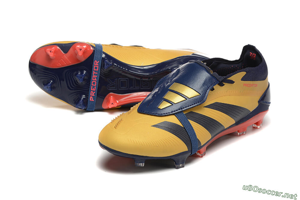 Men's Adidas Predator Elite Foldover Tongue FG Football Boots - Gold/Blue/Red 3