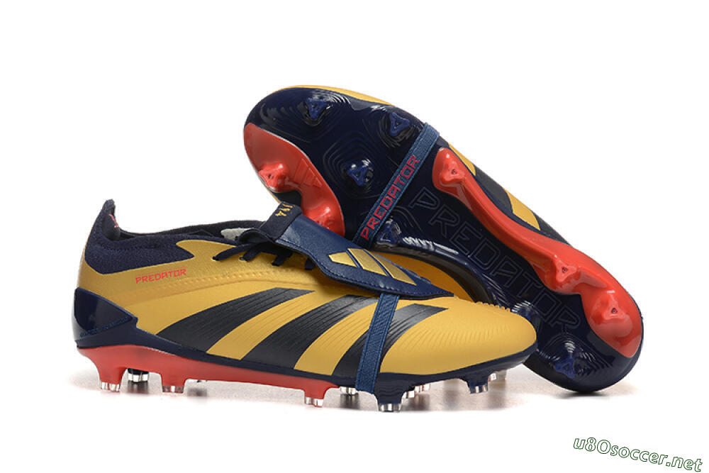 Men's Adidas Predator Elite Foldover Tongue FG Football Boots - Gold/Blue/Red 2