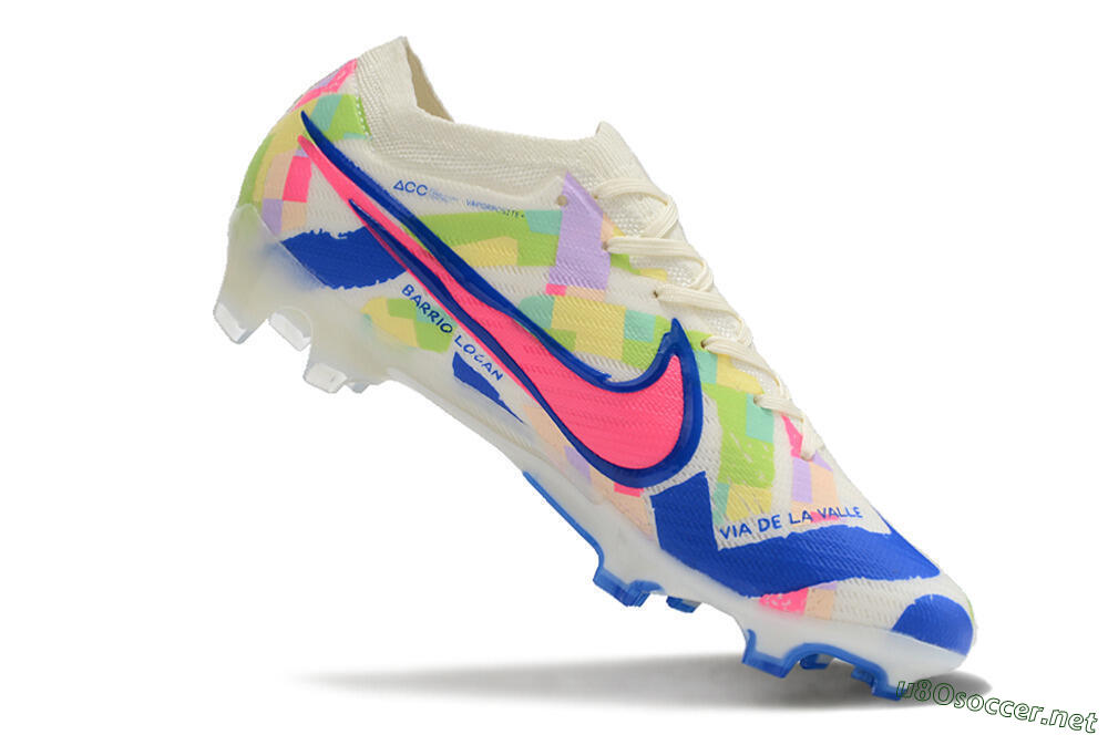 Unisex Nike Air Zoom Mercurial Vapor 15 Elite FG Football Boots - Beige/Blue/Yellow/Pink 4