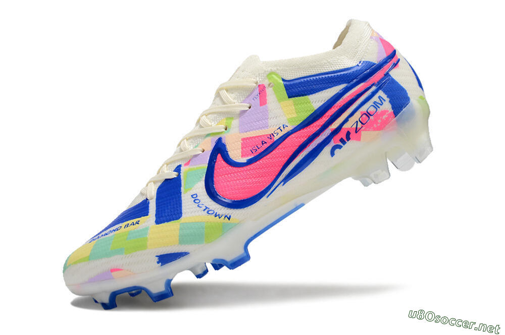 Unisex Nike Air Zoom Mercurial Vapor 15 Elite FG Football Boots - Beige/Blue/Yellow/Pink 5