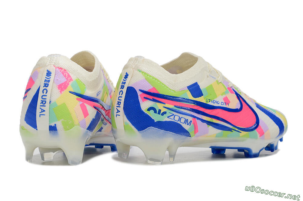 Unisex Nike Air Zoom Mercurial Vapor 15 Elite FG Football Boots - Beige/Blue/Yellow/Pink 6