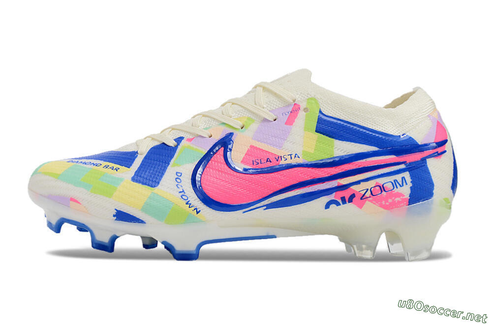 Unisex Nike Air Zoom Mercurial Vapor 15 Elite FG Football Boots - Beige/Blue/Yellow/Pink 0
