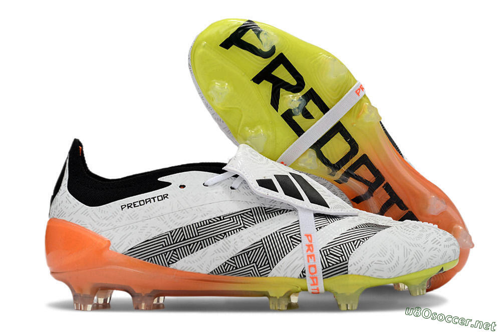 Men's Adidas Predator Elite Foldover Tongue FG Football Boots - White/Black/Orange/Yellow 2