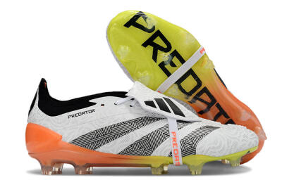 Men's Adidas Predator Elite Foldover Tongue FG Football Boots - White/Black/Orange/Yellow