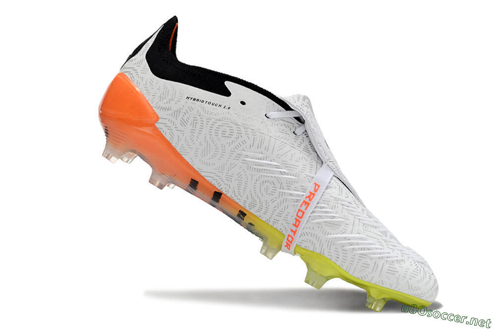 Men's Adidas Predator Elite Foldover Tongue FG Football Boots - White/Black/Orange/Yellow 4