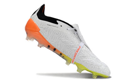 Men's Adidas Predator Elite Foldover Tongue FG Football Boots - White/Black/Orange/Yellow