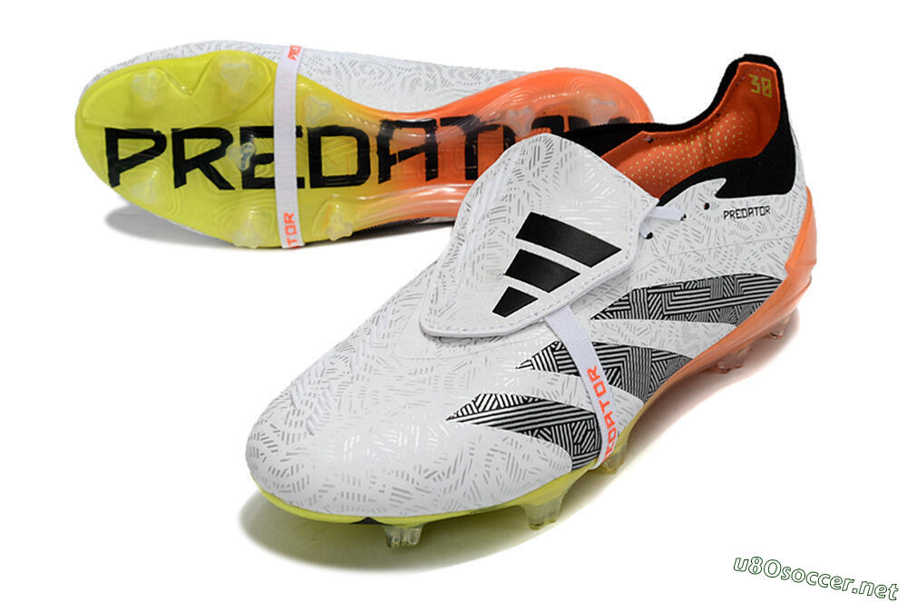 Men's Adidas Predator Elite Foldover Tongue FG Football Boots - White/Black/Orange/Yellow 3