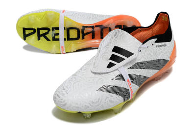 Men's Adidas Predator Elite Foldover Tongue FG Football Boots - White/Black/Orange/Yellow