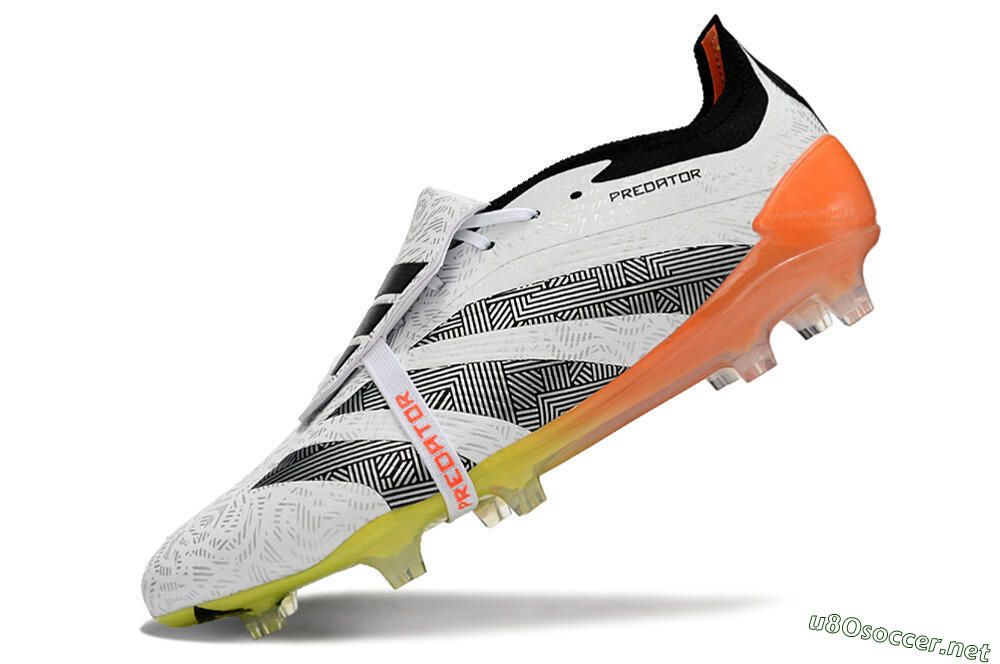 Men's Adidas Predator Elite Foldover Tongue FG Football Boots - White/Black/Orange/Yellow 5