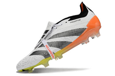 Men's Adidas Predator Elite Foldover Tongue FG Football Boots - White/Black/Orange/Yellow