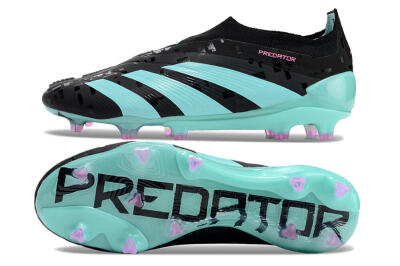 Men's Adidas Predator+ Elite Laceless FG Football Boots - Black/Jade/Pink