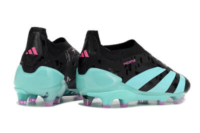 Men's Adidas Predator+ Elite Laceless FG Football Boots - Black/Jade/Pink
