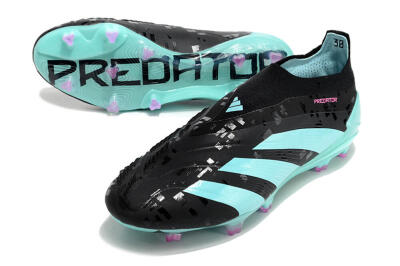 Men's Adidas Predator+ Elite Laceless FG Football Boots - Black/Jade/Pink