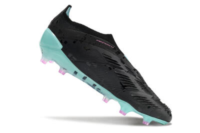 Men's Adidas Predator+ Elite Laceless FG Football Boots - Black/Jade/Pink
