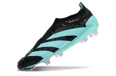 Men's Adidas Predator+ Elite Laceless FG Football Boots - Black/Jade/Pink