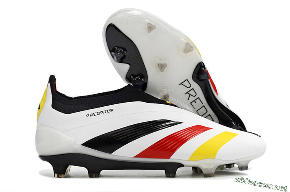 Men's Adidas Predator+ Elite Laceless FG Football Boots - White/Yellow/Red/Black 2