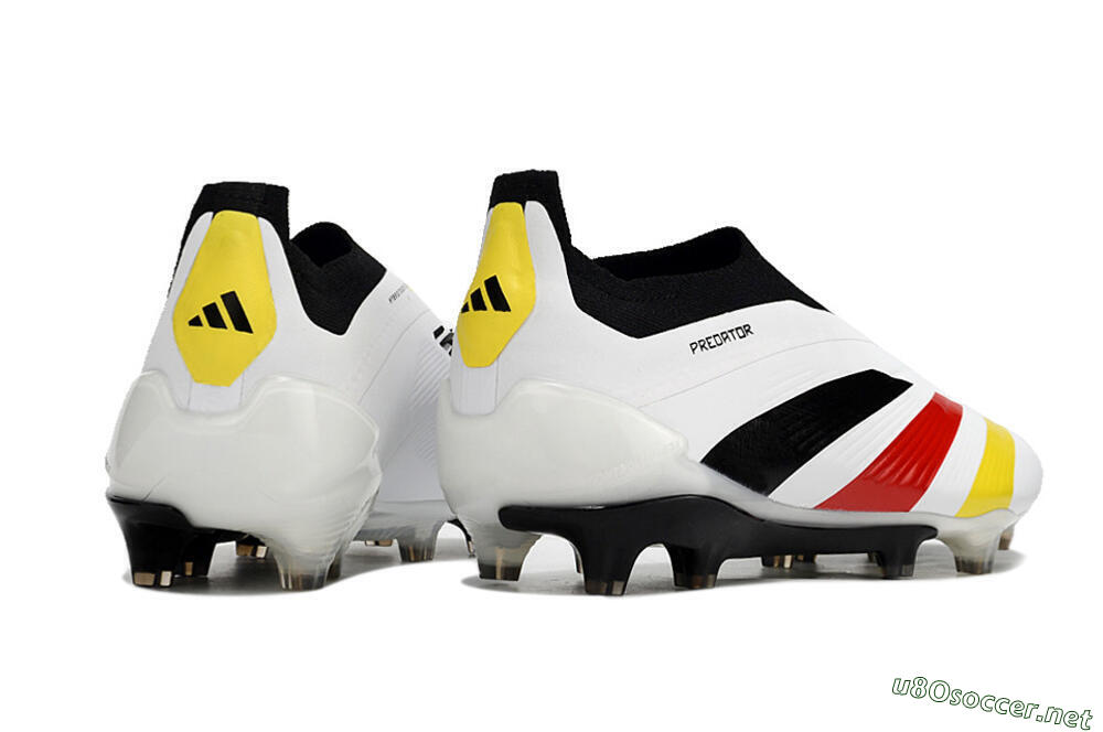 Men's Adidas Predator+ Elite Laceless FG Football Boots - White/Yellow/Red/Black 6