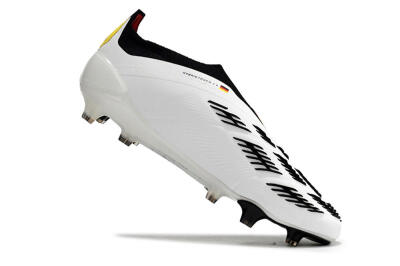 Men's Adidas Predator+ Elite Laceless FG Football Boots - White/Yellow/Red/Black