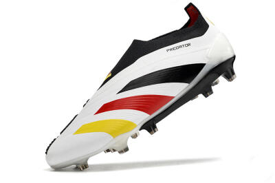 Men's Adidas Predator+ Elite Laceless FG Football Boots - White/Yellow/Red/Black