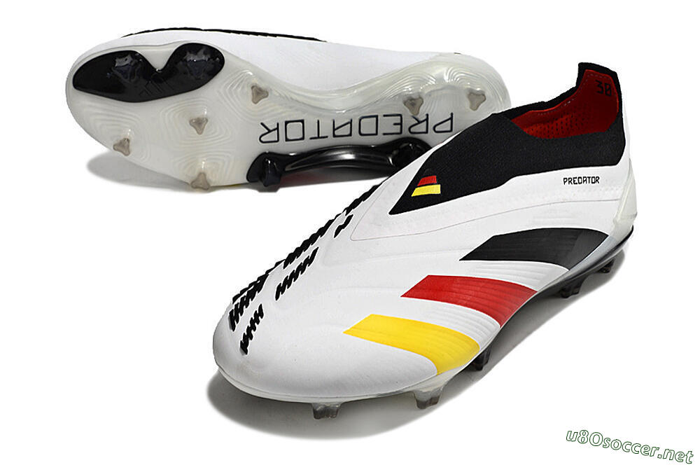 Men's Adidas Predator+ Elite Laceless FG Football Boots - White/Yellow/Red/Black 3