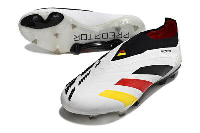 Men's Adidas Predator+ Elite Laceless FG Football Boots - White/Yellow/Red/Black