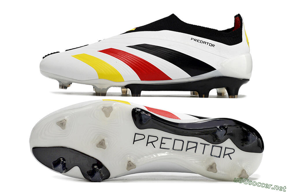 Men's Adidas Predator+ Elite Laceless FG Football Boots - White/Yellow/Red/Black 1
