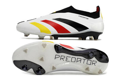 Men's Adidas Predator+ Elite Laceless FG Football Boots - White/Yellow/Red/Black