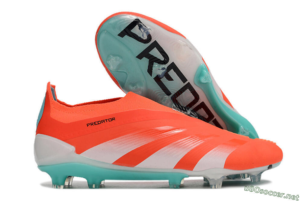 Men's Adidas Predator+ Elite Laceless FG Football Boots - Red/White/Jade 2