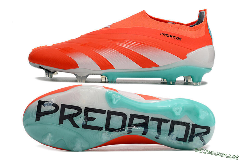 Men's Adidas Predator+ Elite Laceless FG Football Boots - Red/White/Jade 1