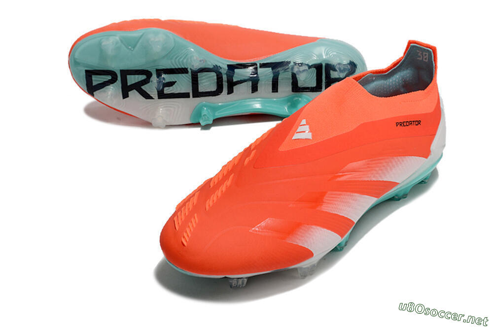 Men's Adidas Predator+ Elite Laceless FG Football Boots - Red/White/Jade 3