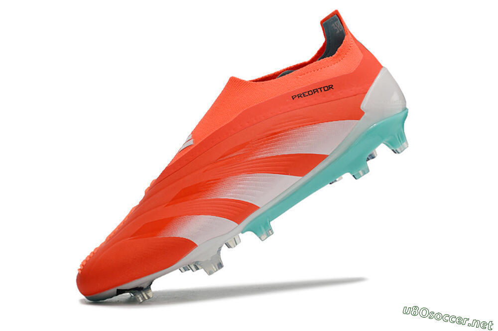 Men's Adidas Predator+ Elite Laceless FG Football Boots - Red/White/Jade 5