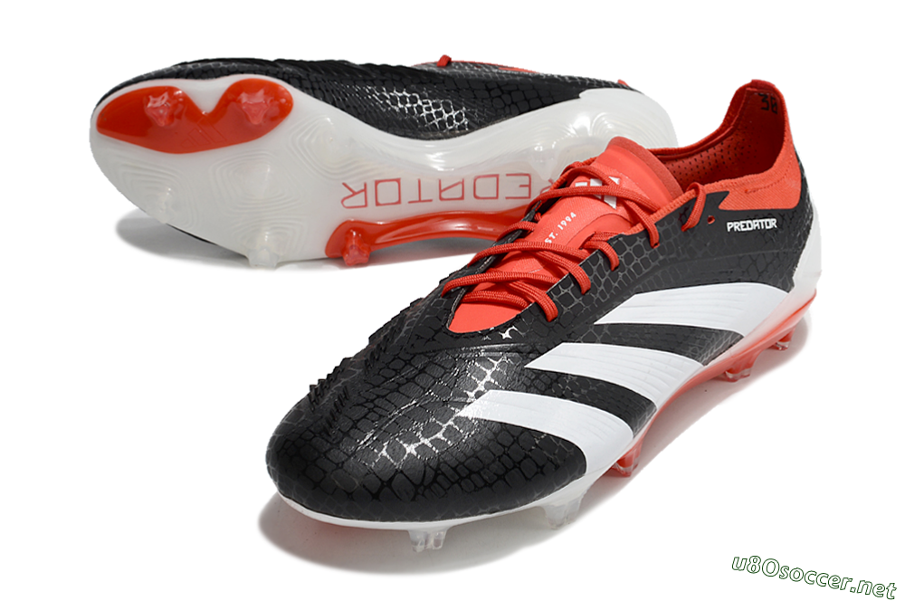 Men's Adidas Predator Elite FG Football Boots - Black/White/Red 3