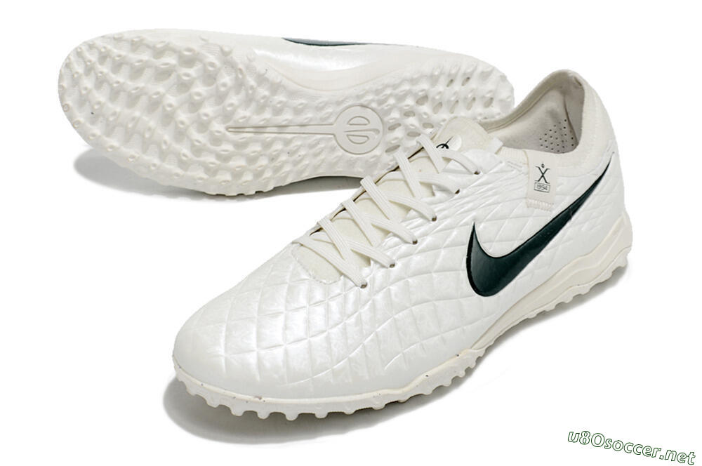 Men's Nike Tiempo Legend 10 Pro TF Football Shoes - White/Green 3
