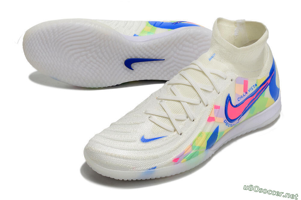 Men's Nike Phantom Luna Elite NU IC Football Shoes - Beige/Blue/Yellow/Pink 3