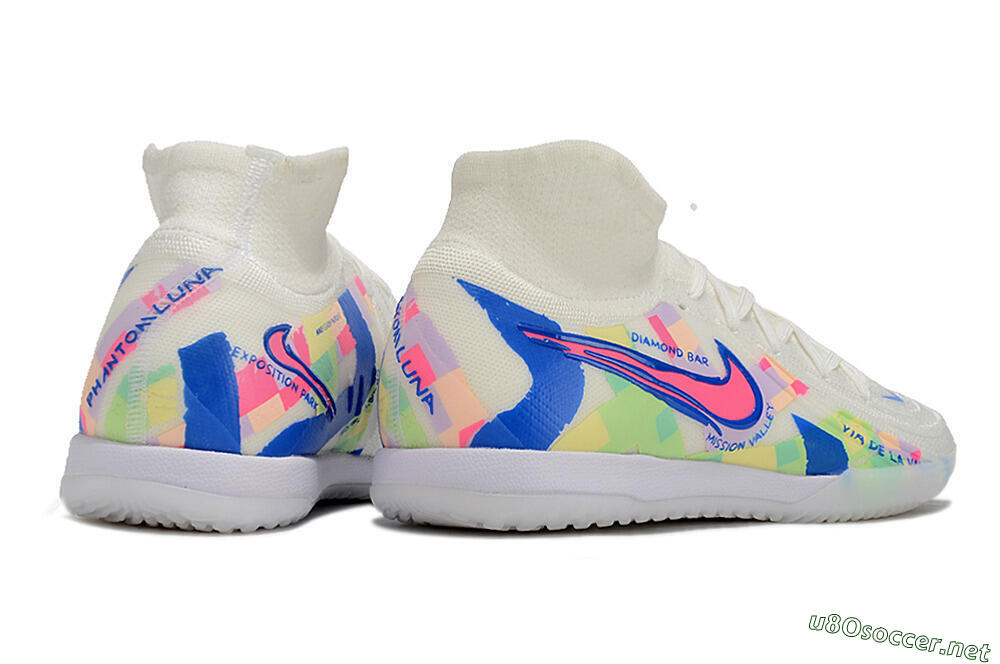 Men's Nike Phantom Luna Elite NU IC Football Shoes - Beige/Blue/Yellow/Pink 6