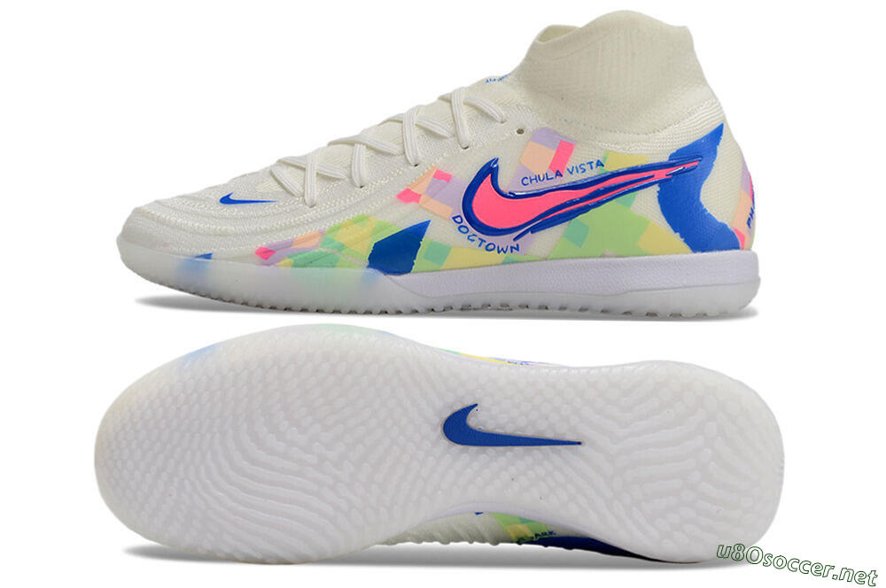 Men's Nike Phantom Luna Elite NU IC Football Shoes - Beige/Blue/Yellow/Pink 1