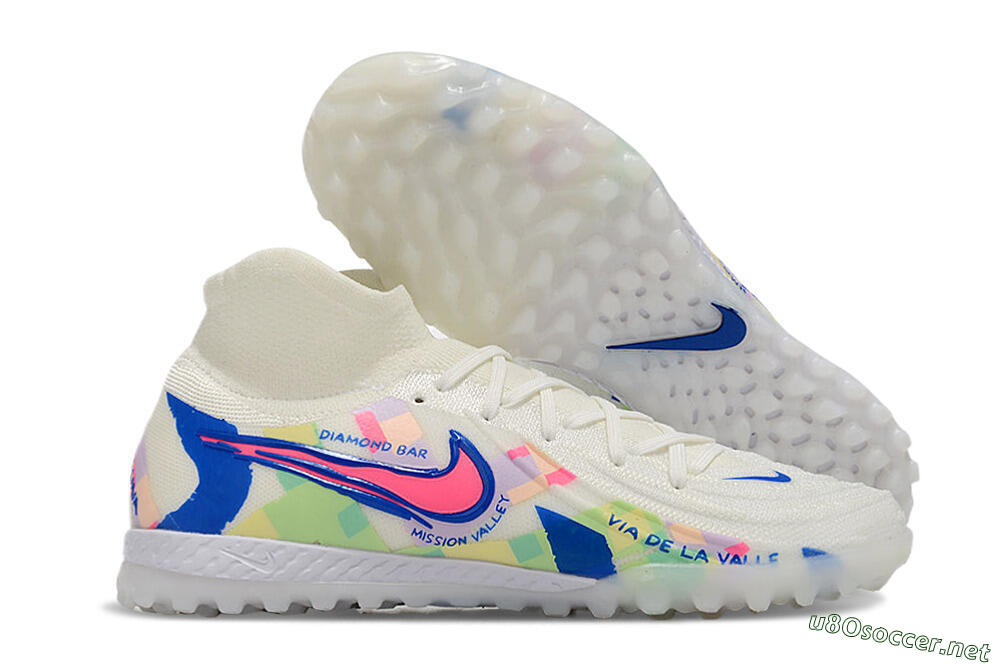 Men's Nike Phantom Luna Elite NU TF Football Shoes - Beige/Blue/Yellow/Pink 2