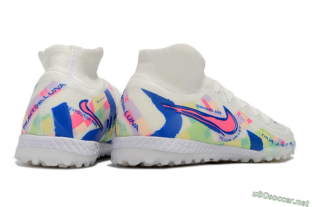 Men's Nike Phantom Luna Elite NU TF Football Shoes - Beige/Blue/Yellow/Pink 6